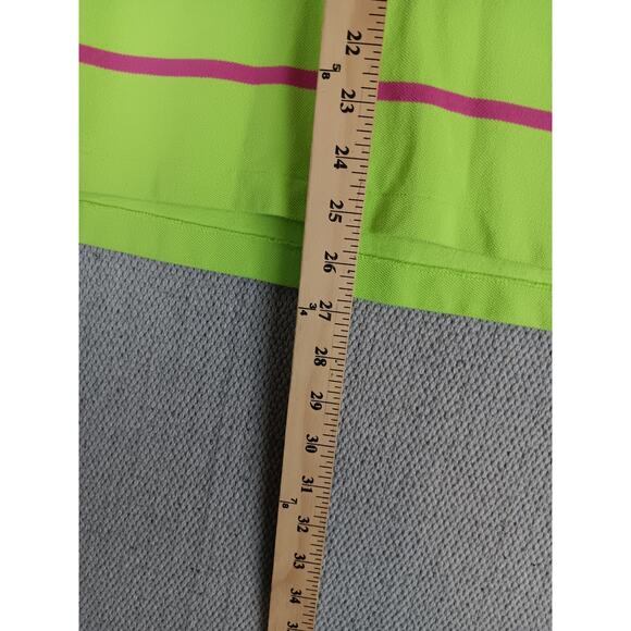 Ralph Lauren Sport Polo Shirt Missis XL Neon Green/Pink Striped Golf Activewear - Picture 9 of 10